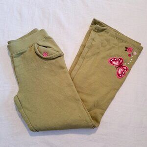 Gymboree girls size 9 green jogging pants butterfly embroidery, EUC